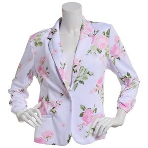 Floral Blazer for Women - White and Pink
